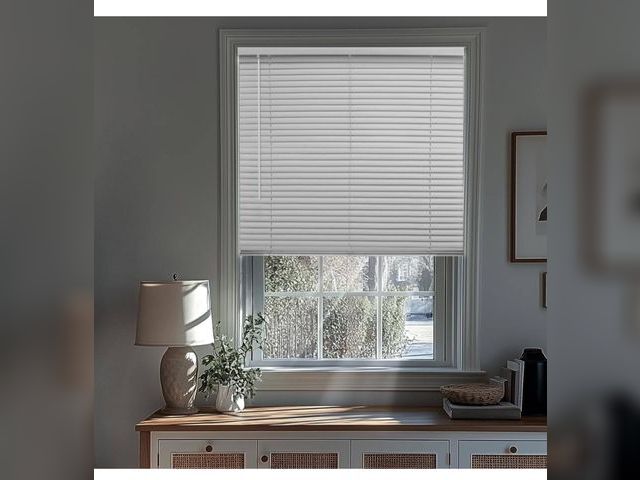 Lot 96-166124 - Chicology Midnight White Cordless Blackout Vinyl Mini Blind with 1 in. Slats - 45.5 in. W x 36 in. L...