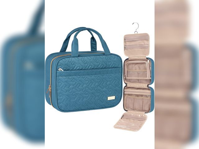 Lot 96-211237 - NISHEL Travel Toiletry Bag for women, Portable Hanging Organizer for Travel-Sized Shampoo, Condition...