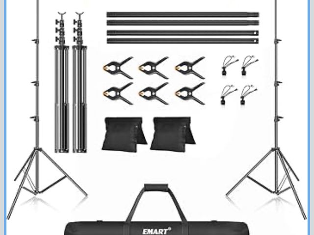 Lot 96-187499 - EMART Photo Backdrop Stand kit, 10 x 12 ft Back Drop Adjustable Frame for Photography, Photoshoot Ba...
