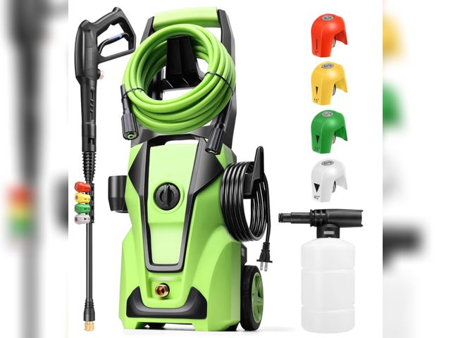 Lot 96-208992 - Electric Pressure Washer 5000PSI Max 4.0GPM with 33FT Flexible Extension Hose, 4 Nozzles, Foam Canno...