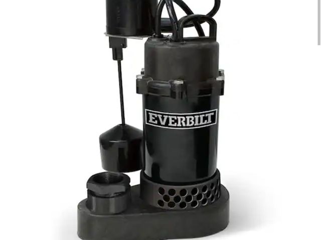 Lot 96-227207 - Everbilt 1/3 HP Aluminum Submersible Sump Pump Vertical Switch New MSRP $139