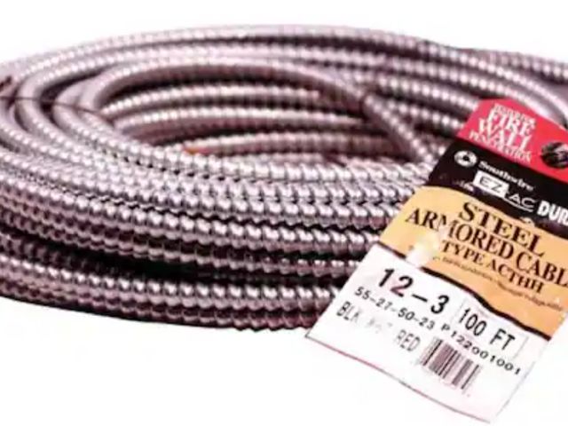 Lot 96-211672 - Southwire
100 ft. 12/3 600-Volt Duraclad type BX/AC SA Light-Weight Steel Armored Cable Coil
Exact l...