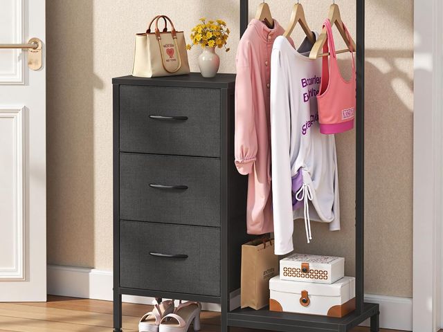 Lot 96-170231 - Dresser for Bedroom with Hanging Rack, 3 Drawers Dresser for Bedroom - Black
New
