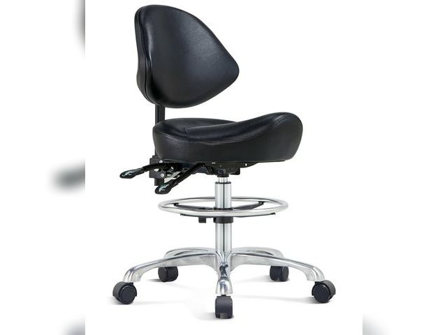 Lot 96-164385 - Saddle Chair Rolling Saddle Stool with Back Support, Esthetician Chair Ergonomic Saddle Chair for De...