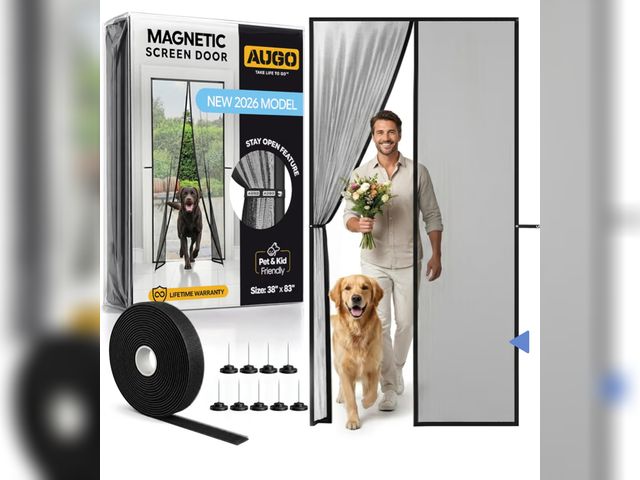 Lot 96-230876 - AUGO Magnetic Screen Door - Self Sealing, Heavy Duty, Hands Free Mesh Partition Keeps Bugs Out - Pet...