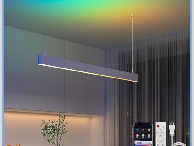 Lot 96-187474 - Lumary Smart LED Linear Pendant Light, 48 Inch Wi-Fi Island Lights Hanging Fixtures, RGBAI 12W/CCT 2...