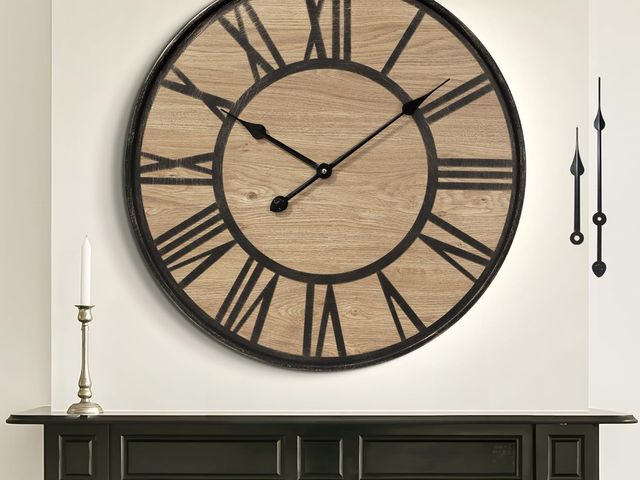 Lot 96-176055 - Large Wall Clock for Living Room Decor, Non Ticking Silent, Battery Operated Modern Vintage Wood Ove...