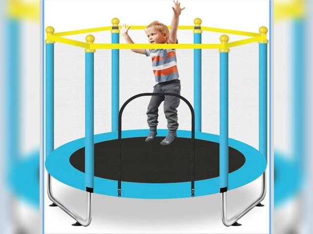 Lot 96-177091 - Appears To Be A 60" Toddler Trampoline for Kids Ages 1-8, Indoor &amp; Outdoor Kids Trampoline with ...