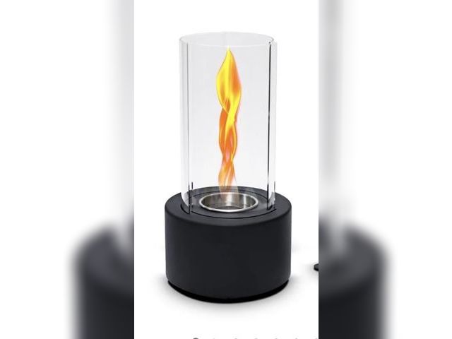 Lot 96-230582 - EAST FLAME Portable Mini Fireplace Tornado Flame Metal Tabletop Fire Pit Glass Portable Heater New