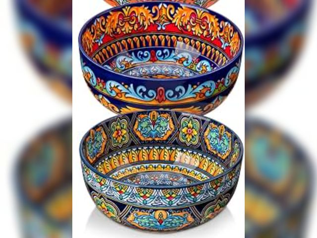 Lot 96-232709 - Set of 2 Ceramic Bowls New  Exact prints may vary from stock photo