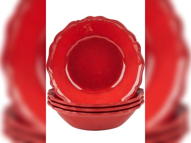Lot 96-173724 - Certified International Isabella Red Melamine All Purpose Bowls Set of 4 – Unbreakable Lightweight R...
