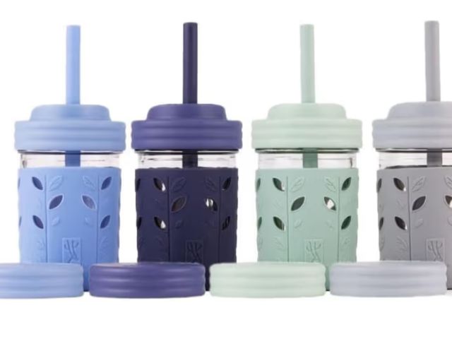 Lot 96-181613 - Elk and Friends Kids + Toddler Glass Cups | The Original 8oz Glass Mason Jar with Sleeves + Lids | S...