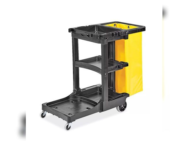 Lot 96-183106 - Appears to be Commercial Janitorial Cleaning Cart on Wheels, 3-Shelf Commercial Traditional Janitori...