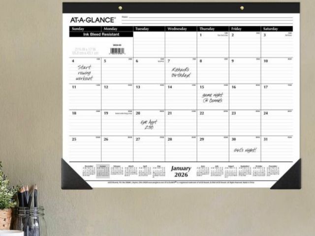 Lot 96-197716 - Office Depot Brand Monthly Desk Pad Calendar from 2026
New