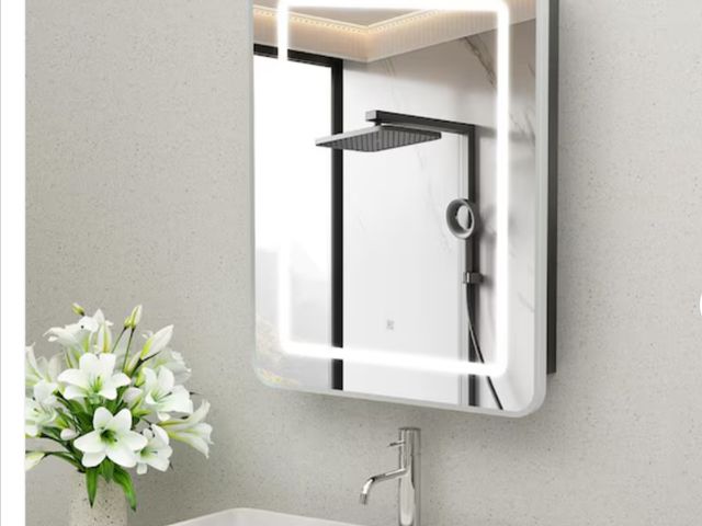 Lot 96-163235 - HOMEIBRO 
16 in. W x 24 in. H Bright Rectangular Silver Wall Mount LED Lighted Medicine Cabinet with...