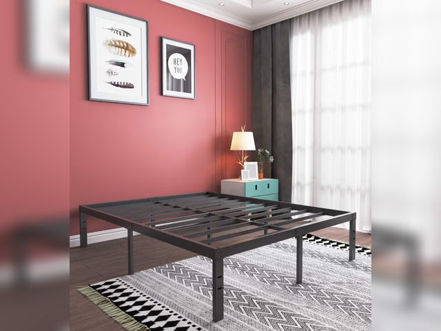 Lot 96-177472 - California King Platform Bed Frame- 16 Inch Heavy Duty Strong Steel Mattress Foundation- Solid Sturd...