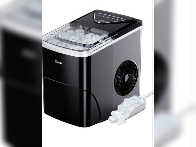 Lot 96-161053 - Silonn Ice Maker Countertop, 9 Cubes Ready in 6 Mins, 26lbs in 24Hrs, Self-Cleaning Ice Machine with...