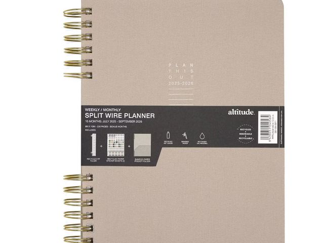 Lot 96-158011 - Altitude 8"x10" Weekly/Monthly Planner Warm Gray 15 Month Bamboo Paper Recycled Stickers and Pocket ...