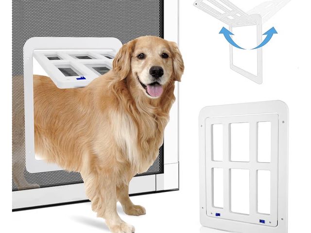 Lot 96-230364 - Large Dog Door for Screen Door - 11.2" x 14.4" Magnetic Flap Pet Door with Lockable Insert for Mediu...