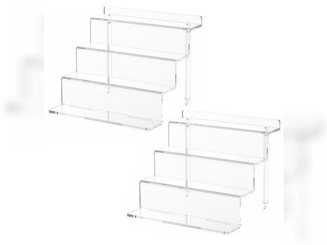 Lot 96-169535 - NIUBEE Acrylic Riser Display Shelf, 2 Pack Clear Display Stand for Amiibo Funko POP Figures,4 Tier C...