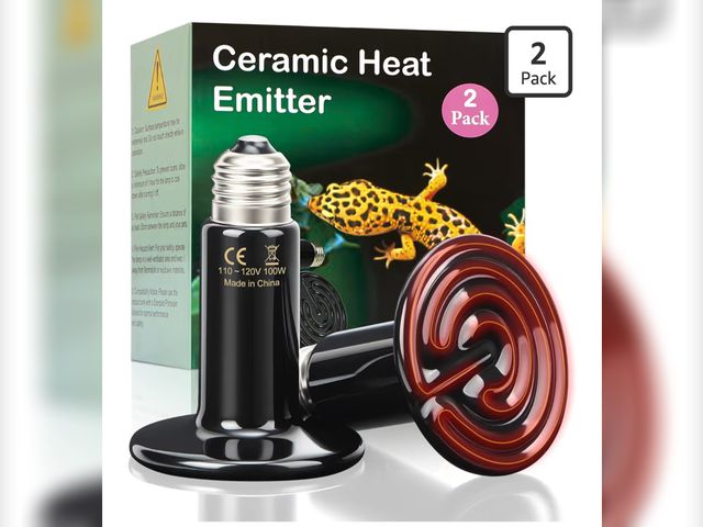 Lot 96-191092 - 2-Pack 100W Ceramic Heat Emitter for Reptiles - No Light Night Time Heat Bulbs for Bearded Dragons, ...