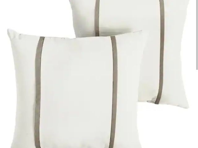 Lot 96-166579 - Sunbrella Canvas Natural Outdoor Knife Edge Throw Pillows (2-Pack) new