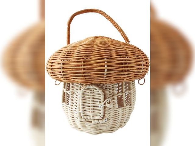 Lot 96-187548 - Mushroom Shaped Basket for Gift, Portable Picnic Basket Food Storage Basket for Going Out, Decorativ...