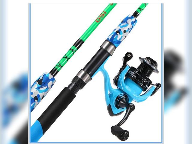 Lot 96-176079 - Sougayilang Spinning Reel and 2-Piece Fishing Rod Combo, Durable Graphite &amp; Fiberglass Rod, Spli...