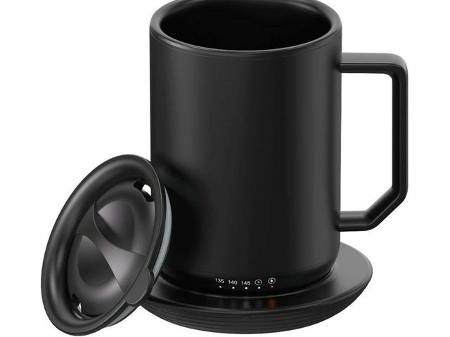 Lot 96-166474 - Mainstays Warming Coffee Mug, 12oz. Stainless Steel Coffee Mug with Mug Warmer Coaster and Lid
Appea...