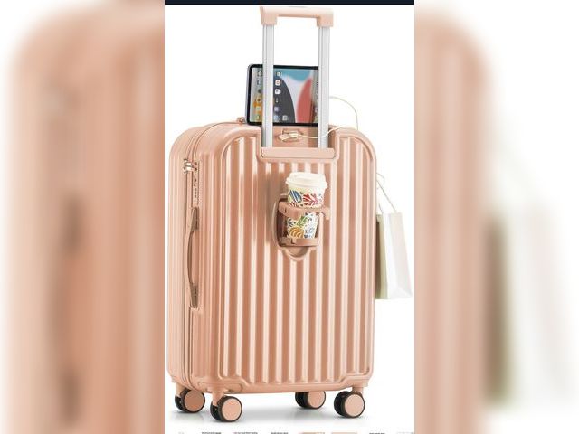 Lot 96-177924 - Hardside Luggage with Cup Holder &amp; USB/Type-C Charging Port, Aluminum Frame, Zipperless Design, ...