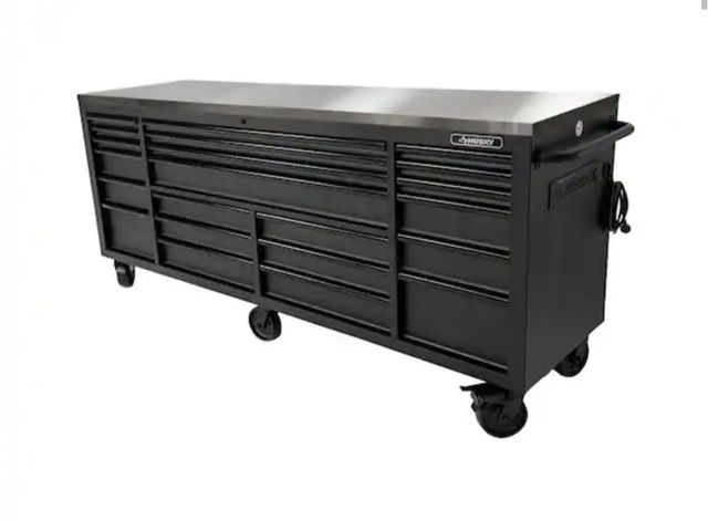 Lot 96-166031 - Husky Tool Storage 84 in. W x 24 in. D Heavy Duty Mobile Workbench Tool Chest with Stainless Steel W...