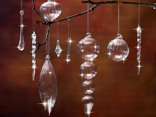 Lot 96-211785 - Syhood 24 Pcs Christmas Crystal Glass Ornaments Clear Vintage Acrylic Hanging Ornaments Christmas Dr...