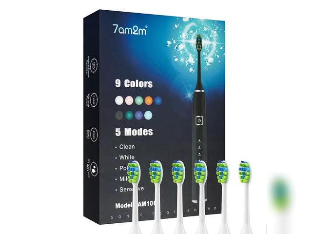 Lot 96-178187 - 7AM2M Sonic Electric Toothbrush with 6 Brush Heads for Adults and Kids, One Charge for 90 Days, Wire...