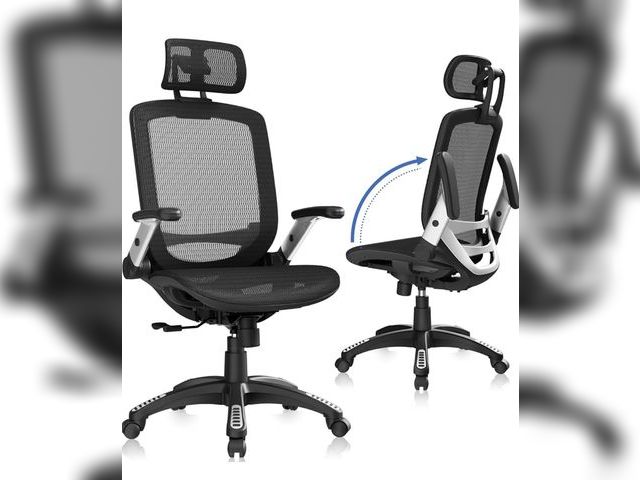 Lot 96-173867 - GABRYLLY Ergonomic Office Chair, High Back Home Desk Chair with Headrest, Flip-Up Arms, 90-120° Tilt...