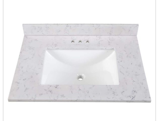 Lot 96-171800 - Home Decorators
Collection
31 in. W x 22 in. D
Engineered Stone Composite
White Rectangular Single S...