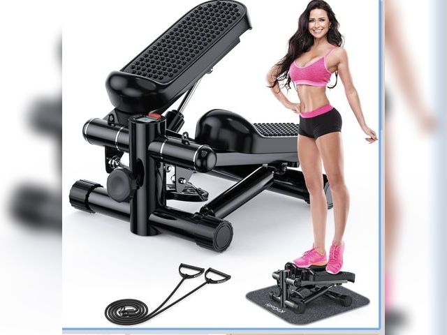 Lot 96-181582 - Steppers for Exercise at Home, KitGody Mini Stepper with Resistance Bands, Portable Stair Stepper fo...