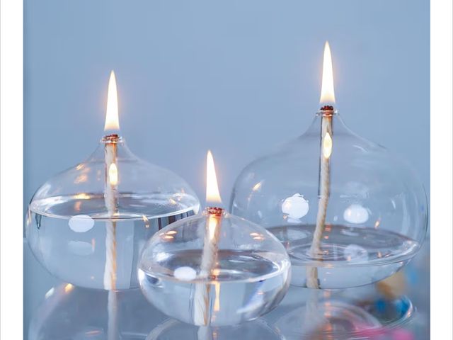 Lot 96-181433 - Katre Light Set of 3 Refillable Liquid Petite Oil lamp - Sturdy Borosillicate Glass Oil Candle New