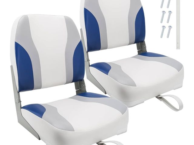 Lot 96-171541 - Low Back Boat Seat, Folding Boat Seat 2 pack, Portable Fishing Boating Seats, Foldable Boat Chairs, ...