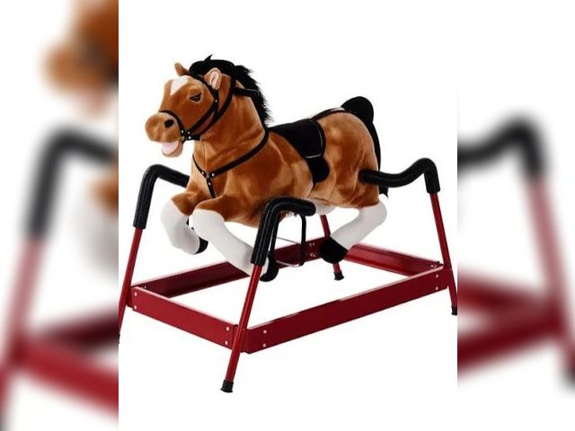 Lot 96-159426 - Qaba Durable Plush Toddlers Spring Rocking Horse, Bouncing Rocker Toy with Realistic Sounds MSRP $16...