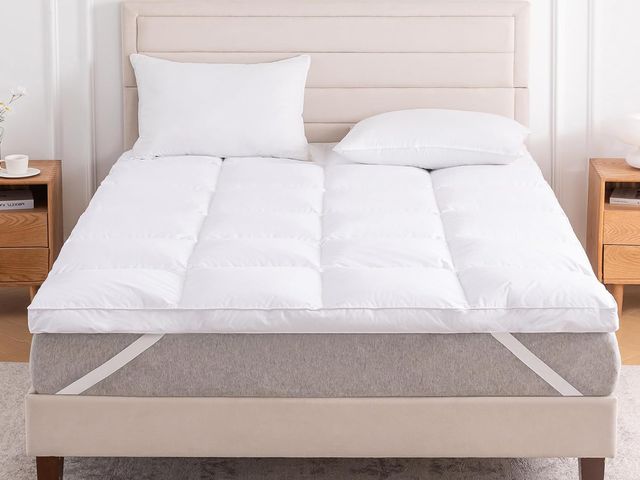 Lot 96-160808 - 3 Inch White Goose Feather Mattress Topper,King Feather Bed Topper,Mattress Cover with Straps,Ultra ...