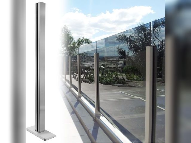 Lot 96-195309 - Glass Railing End Post 35.8",SUS304 Stainless Steel Glass Balustrade Post with Spigot Slots for Indo...