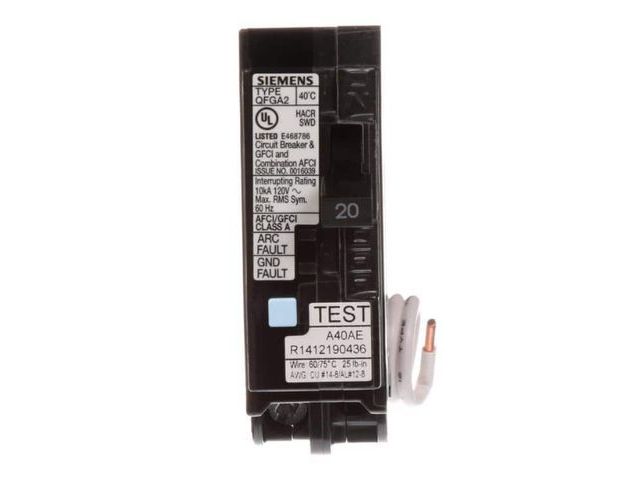 Lot 96-163802 - Siemens 20 Amp AFCI/GFCI Dual Function
Circuit Breaker
New