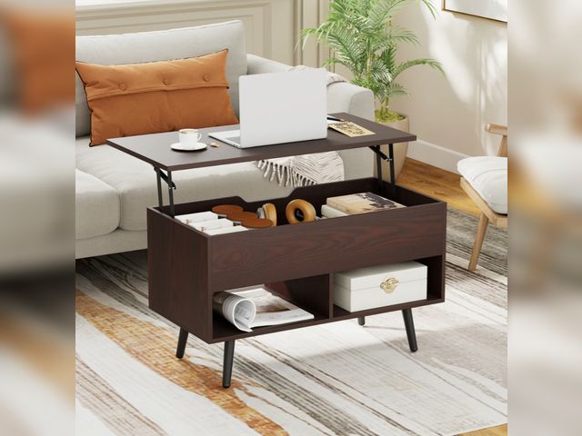 Lot 96-198216 - Costway 31.5 Inch Lift-Top Coffee Table with Hidden Storage and 2 Open Shelves in Brown
New 
Msrp $1...