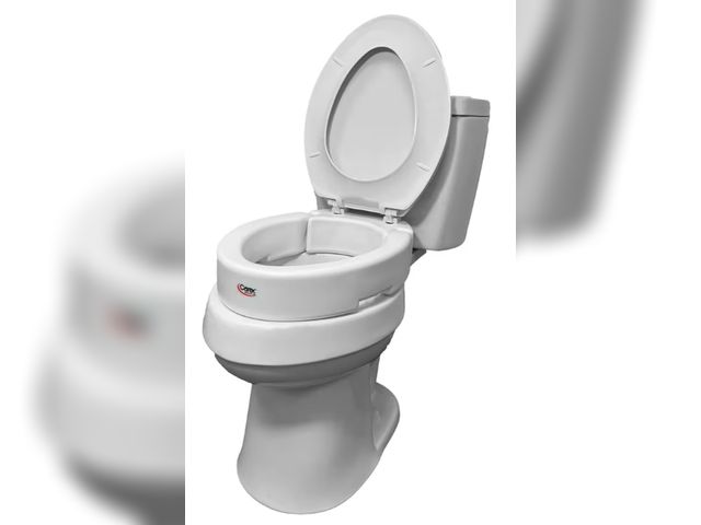Lot 96-190672 - Carex Health Brands Hinged Elongated Toilet Seat Riser, Adds 3.5 Inches of Height to Toilet, 300 Pou...