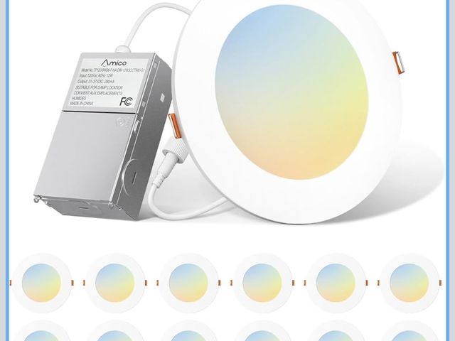 Lot 96-169493 - Amico LED Recessed Light 6 Inch Ultra-Thin 12W 2700K/3000K/4000K/5000K/6000K Selectable Canless Wafe...