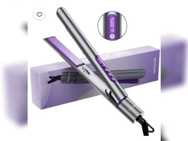 Lot 96-233253 - NEXPURE Ionic Flat Iron Hair Straightener and Curler 2-in-1, Fast Heating Ceramic Flat Iron, Anti-Fr...