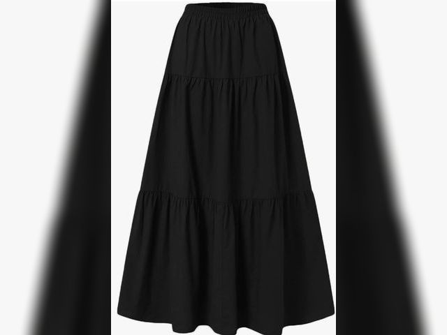 Lot 96-232613 - Maxi Skirts for Women Boho Elastic High Waist Pleated Big Hem Loose Fit Long Skirt New Size: L