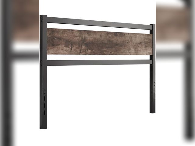 Lot 96-164303 - Headboard Only Wooden Headboard with Metal Slats Sturdy Rustic Headboards Easy Assembly, Queen, New