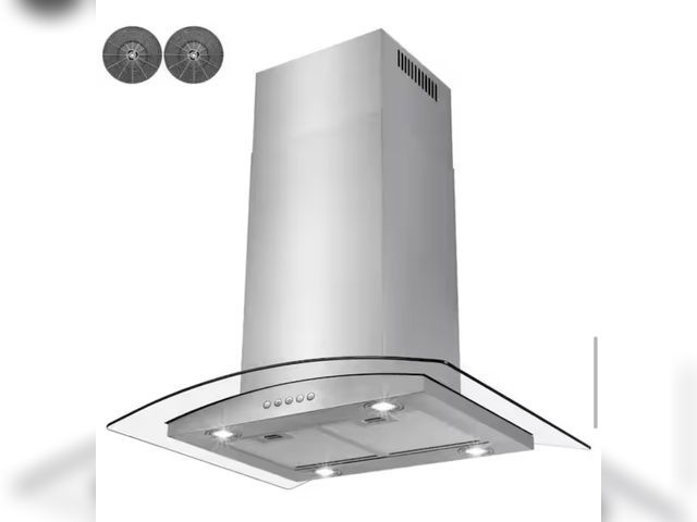 Lot 96-183357 - Golden Vantage
30 in. Convertible Kitchen Island Mount Range Hood in Stainless Steel with Tempered G...