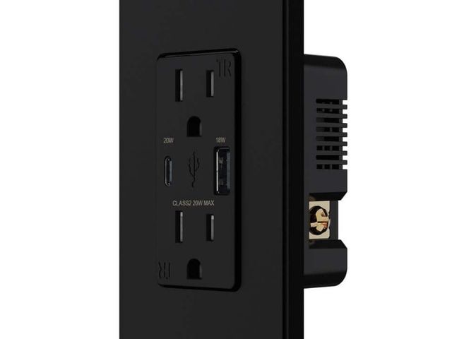 Lot 96-190026 - 20W USB Wall Outlet with Type A and Type C USB Ports for Power Delivery and Quick Charge, w/Wall Pla...